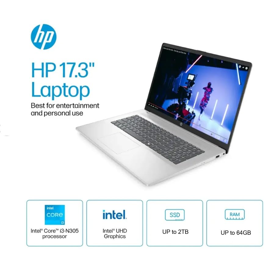 HP 17.3" HD+ Laptop for Business 2021, Intel 11th Gen Processor, WiFi, HDMI, Webcam, Win 10 Home, Natural Silver, w/GM Accessories