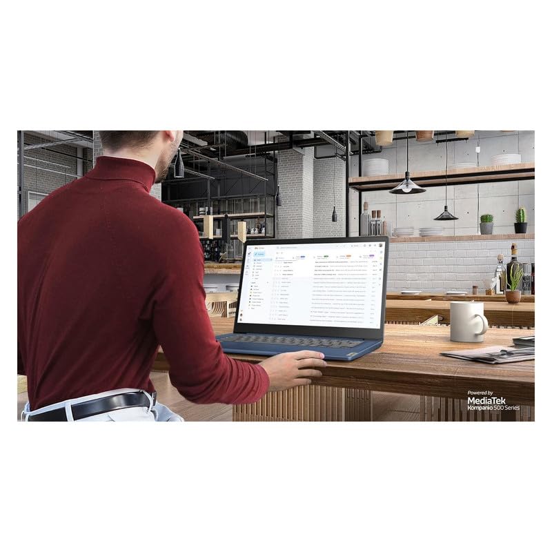 Lenovo IdeaPad Slim 3 Chromebook, 14'' Full HD (1920 x 1080) Display, 8-Core MediaTek Kompanio 520 CPU, 4GB RAM, 192GB (64GB eMMC + 128GB Micro SD Card), Wi-Fi 6, Abyss Blue, EAT Laptop Foldable Stand
