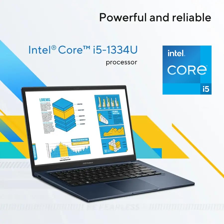 ASUS Vivobook 14(2025), 14", FHD Slim Laptop, Intel 13th Core i5-1334U, UHD Graphics, Privacy Camera, Bluetooth5.1, Windows 11 H, Quiet Blue, W/HDMI
