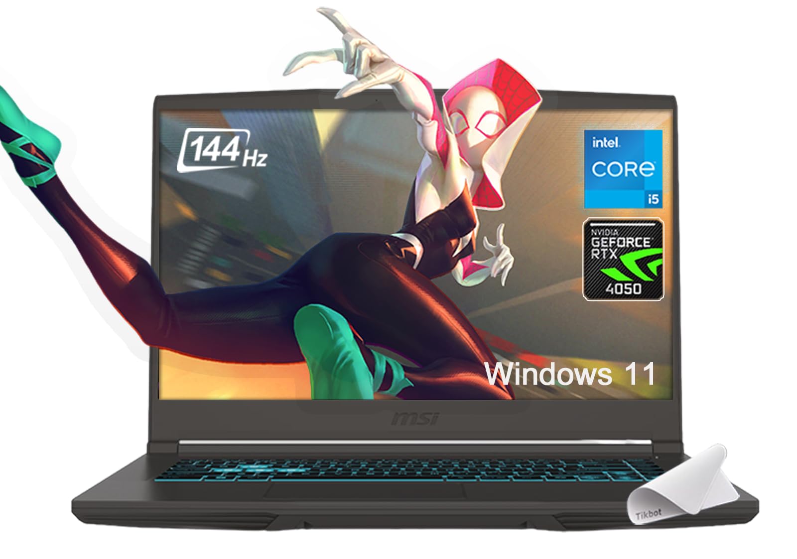 MSI Thin 15 Gaming Laptop, 15.6" FHD Thin Bezel IPS 144Hz, Intel Octa-core i5-13420H (Beats i7-11800H), GeForce RTX 4050, USB-C, Windows 11, w/Mouse Pad