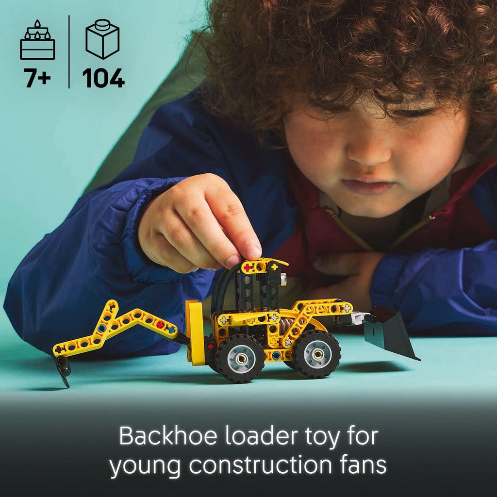 LEGO Technic Backhoe Loader Construction Toy - Building Toy Set for Boys and Girls, Ages 7+ - Educational Gift Idea for Kids Birthday with Usable Back Digger, Scoop, & Outriggers - 42197, Pack of 5