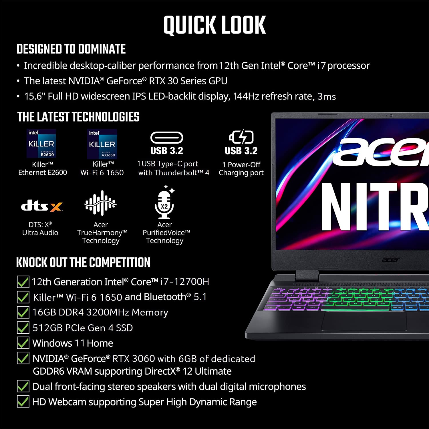 Acer Nitro V 15 Gaming Laptop, Intel 13 Gen Core i9-13900H, GeForce RTX 4060, 15.6" 144 Hz IPS Display, 64 GB DDR5, 4 TB SSD, Wi-Fi 6, Backlit Keyboard, Windows 11 Pro, Microsoft Office 2024 Lifetime