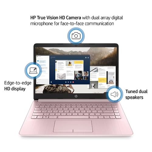 HP Essential Laptop, 14" HD Display, Intel Celeron N4120, Webcam, Type-C, SD Card Reader, HDMI, Wi-Fi, Windows 11 Home, Black
