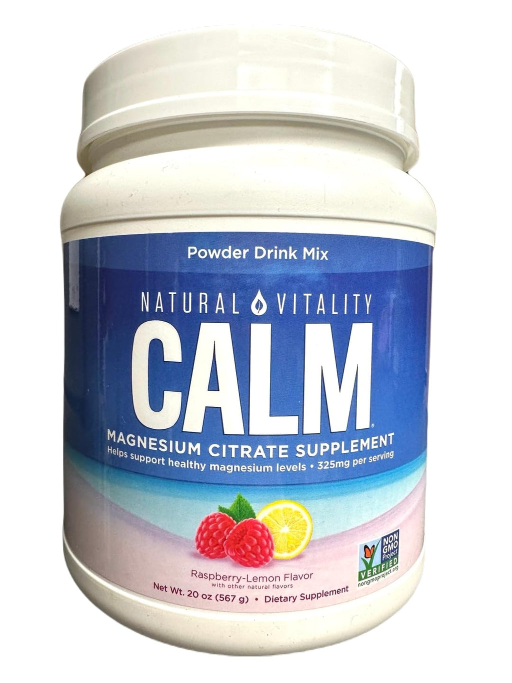 Natural-Vitality Calm Magnesium Citrate Powder Drink Mix, Raspberry-Lemon Flavor, 20oz (Pack of 1)