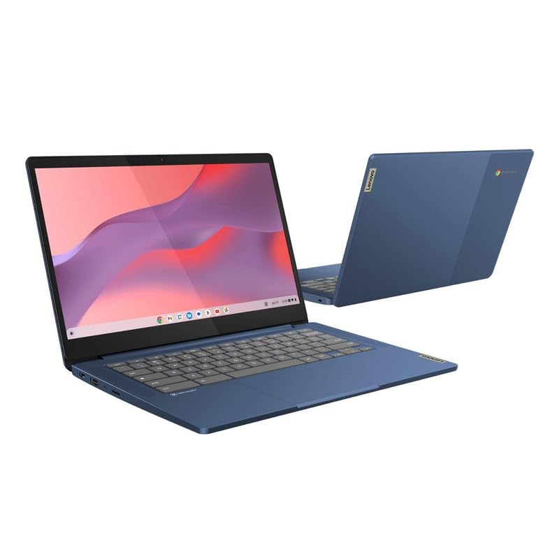 Lenovo IdeaPad Slim 3 Chromebook, 14'' Full HD (1920 x 1080) Display, 8-Core MediaTek Kompanio 520 CPU, 4GB RAM, 192GB (64GB eMMC + 128GB Micro SD Card), Wi-Fi 6, Abyss Blue, EAT Laptop Foldable Stand