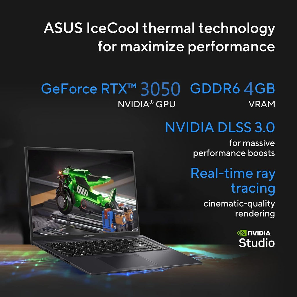 ASUS Vivobook 16X OLED Laptop, 16” 120Hz Display, Intel Core i5-12450H CPU, NVIDIA Geforce RTX 3050 GPU, 32GB RAM, 1TB SSD, Windows 11 Home, Indie Black