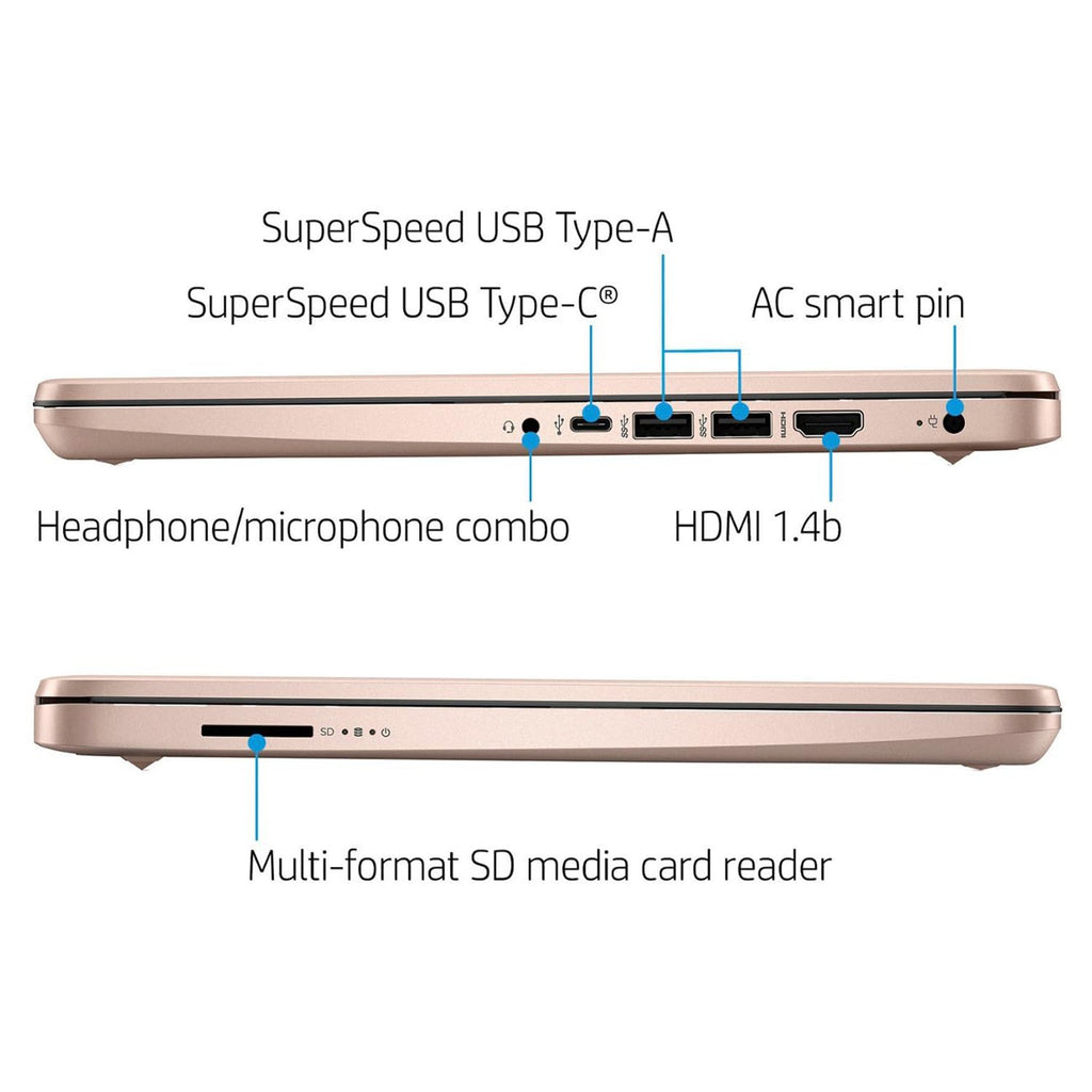 HP Essential Laptop, 14" HD Display, Intel Celeron N4120, Webcam, Type-C, SD Card Reader, HDMI, Wi-Fi, Windows 11 Home, Black