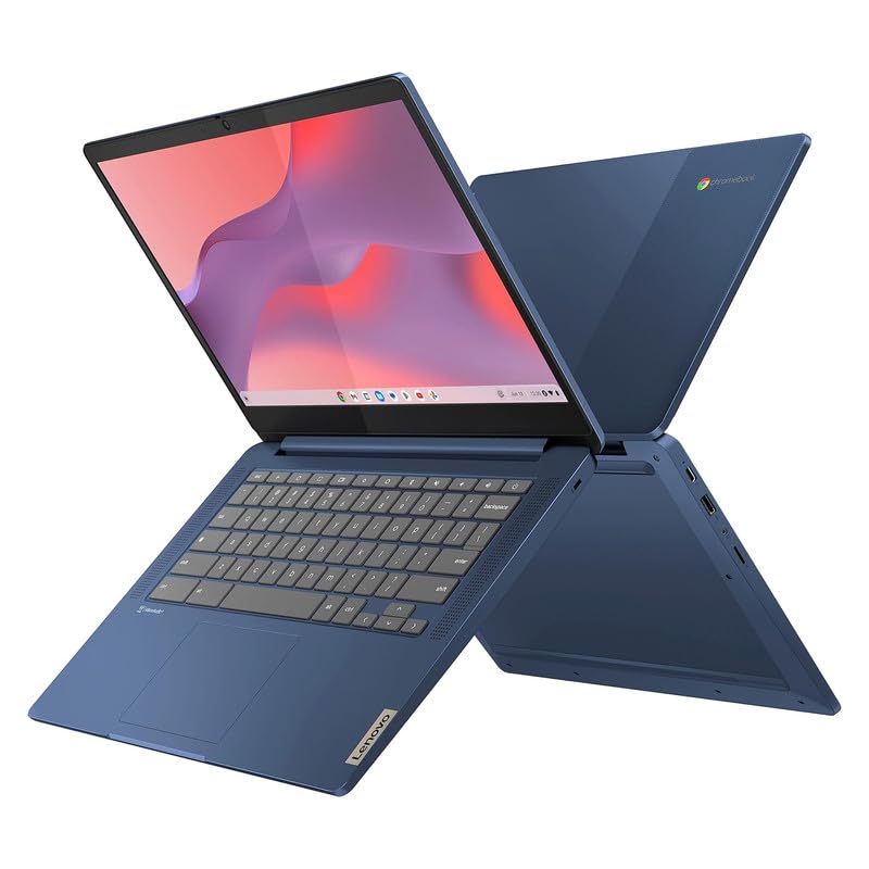 Lenovo IdeaPad Slim 3 Chromebook, 14'' Full HD (1920 x 1080) Display, 8-Core MediaTek Kompanio 520 CPU, 4GB RAM, 192GB (64GB eMMC + 128GB Micro SD Card), Wi-Fi 6, Abyss Blue, EAT Laptop Foldable Stand