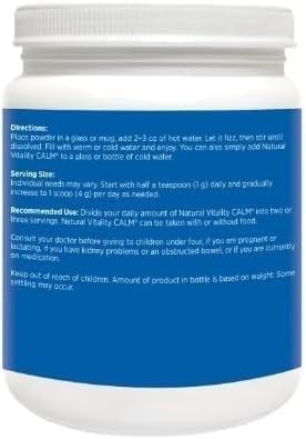 Natural-VitaIity Calm Magnesium Citrate Powder, Raspberry Lemon Flavor, 20oz