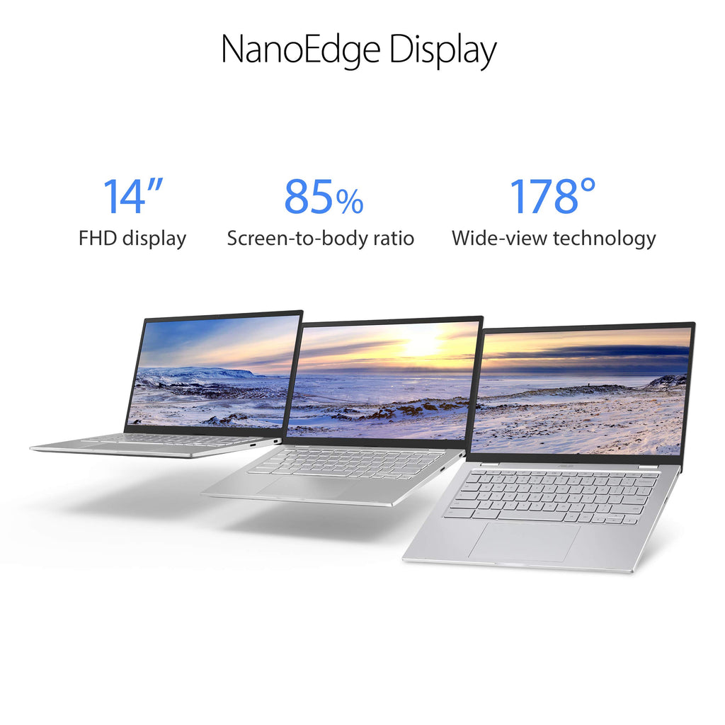 ASUS C425TA-AS348FT Chromebook C425 Clamshell Laptop, 14" FHD 4-Way NanoEdge Touch Screen, Intel Core m3-8100Y Processor, 4GB RAM, 128GB eMMC Storage, Backlit KB, Silver, Chrome OS, C425TA-AS348FT