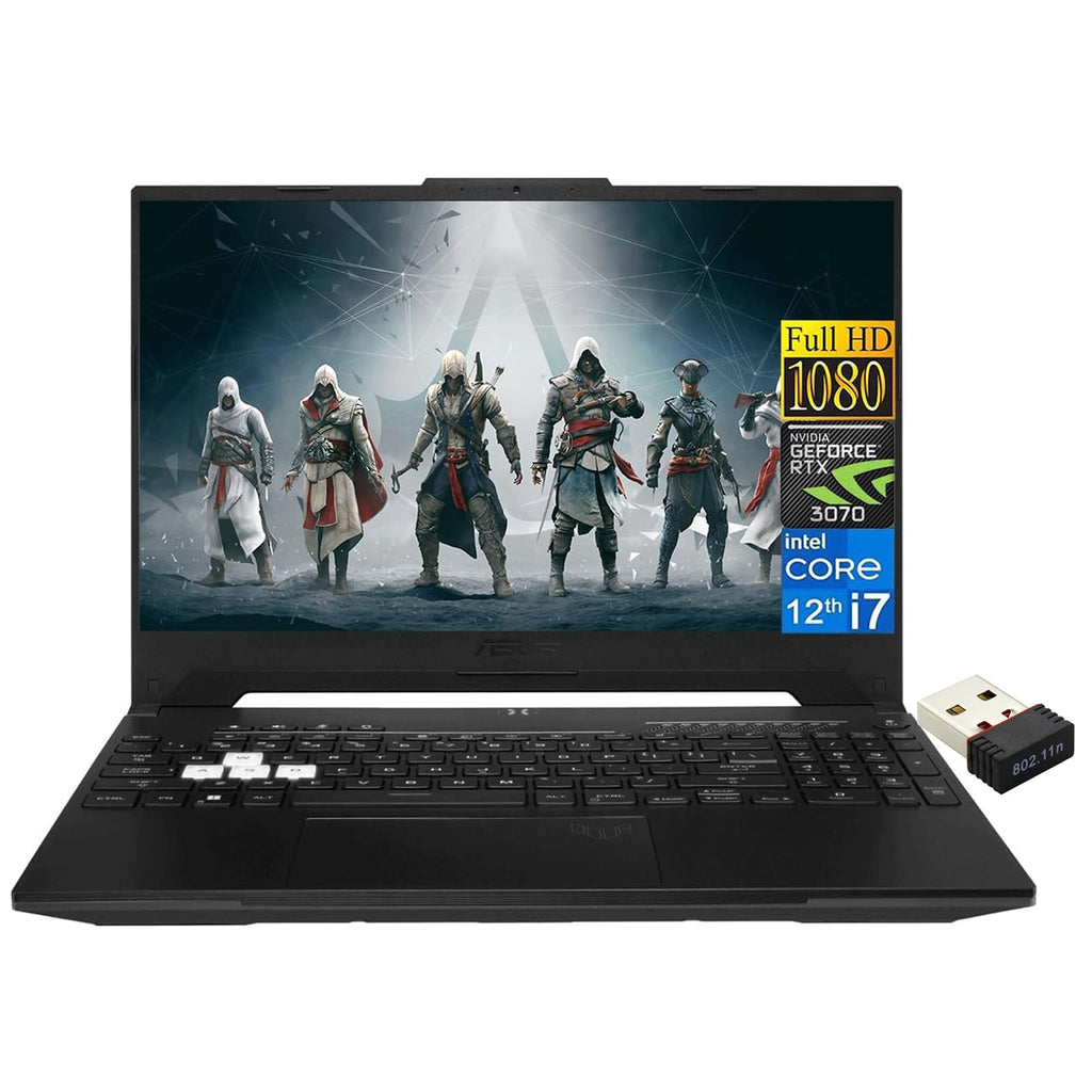 asus TUF Dash Gaming Laptop 2023 Newest, 15.6 Inch FHD 144Hz Display, NVIDIA GeForce RTX 3070 GPU, Intel Core i7-12650H, 16GB DDR5 RAM, 1TB SSD, Wi-Fi 6, Windows 11 Home, with USB WiFi Adapter