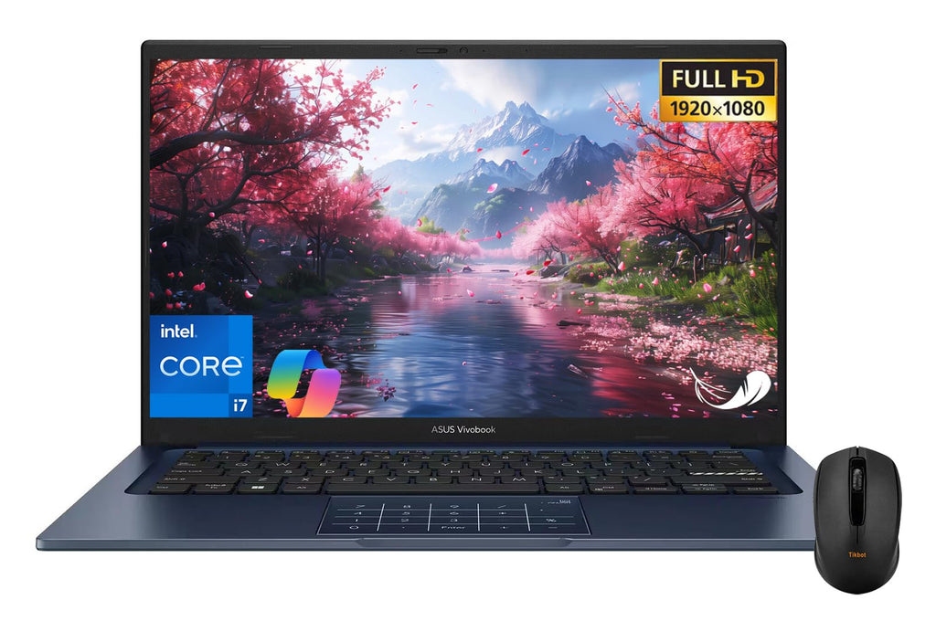 ASUS Vivobook 14" Laptop - FHD (1920 * 1080) - Intel Core i7-1355U - 10 Cores - Intel UHD Graphics - Copilot - Privacy Camera - Windows 11 Home - w/Wireless Mouse