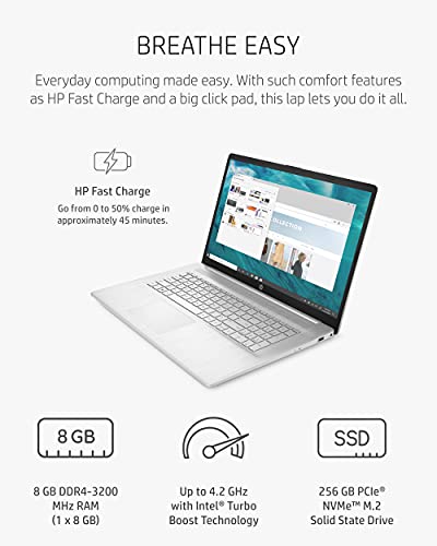 HP 17.3" Laptop for Business and Students - 250 Nits FHD IPS Display, AMD Ryzen 5 7430U (6-core), Anti-Glare, Camera, Wi-Fi6, Win 11 Pro