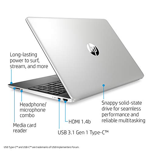 HP 15-Inch HD Touchscreen Laptop, 10th Gen Intel Core i5-1035G1, 8 GB SDRAM, 512 GB Solid-State Drive, Windows 10 Home (15-dy1020nr, Natural Silver), 15-15.99 inches