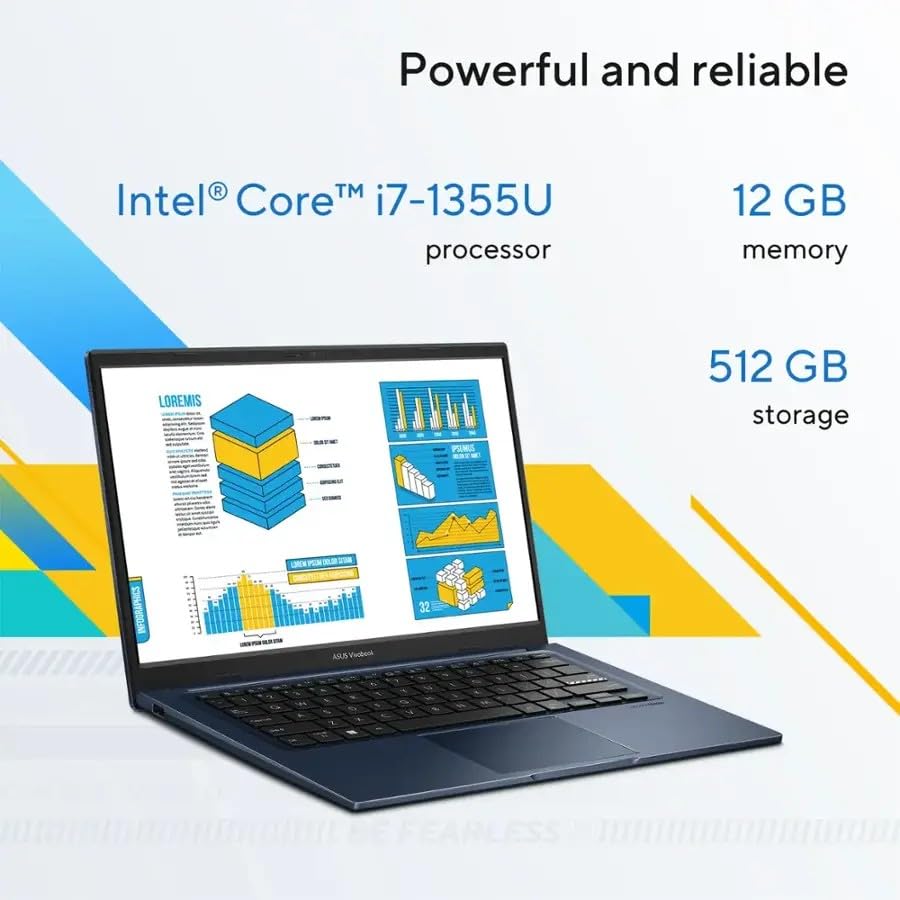 ASUS Vivobook 14" Laptop - FHD (1920 * 1080) - Intel Core i7-1355U - 10 Cores - Intel UHD Graphics - Copilot - Privacy Camera - Windows 11 Home - w/Wireless Mouse