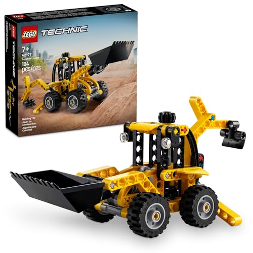 LEGO Technic Backhoe Loader Construction Toy - Building Toy Set for Boys and Girls, Ages 7+ - Educational Gift Idea for Kids Birthday with Usable Back Digger, Scoop, & Outriggers - 42197, Pack of 5