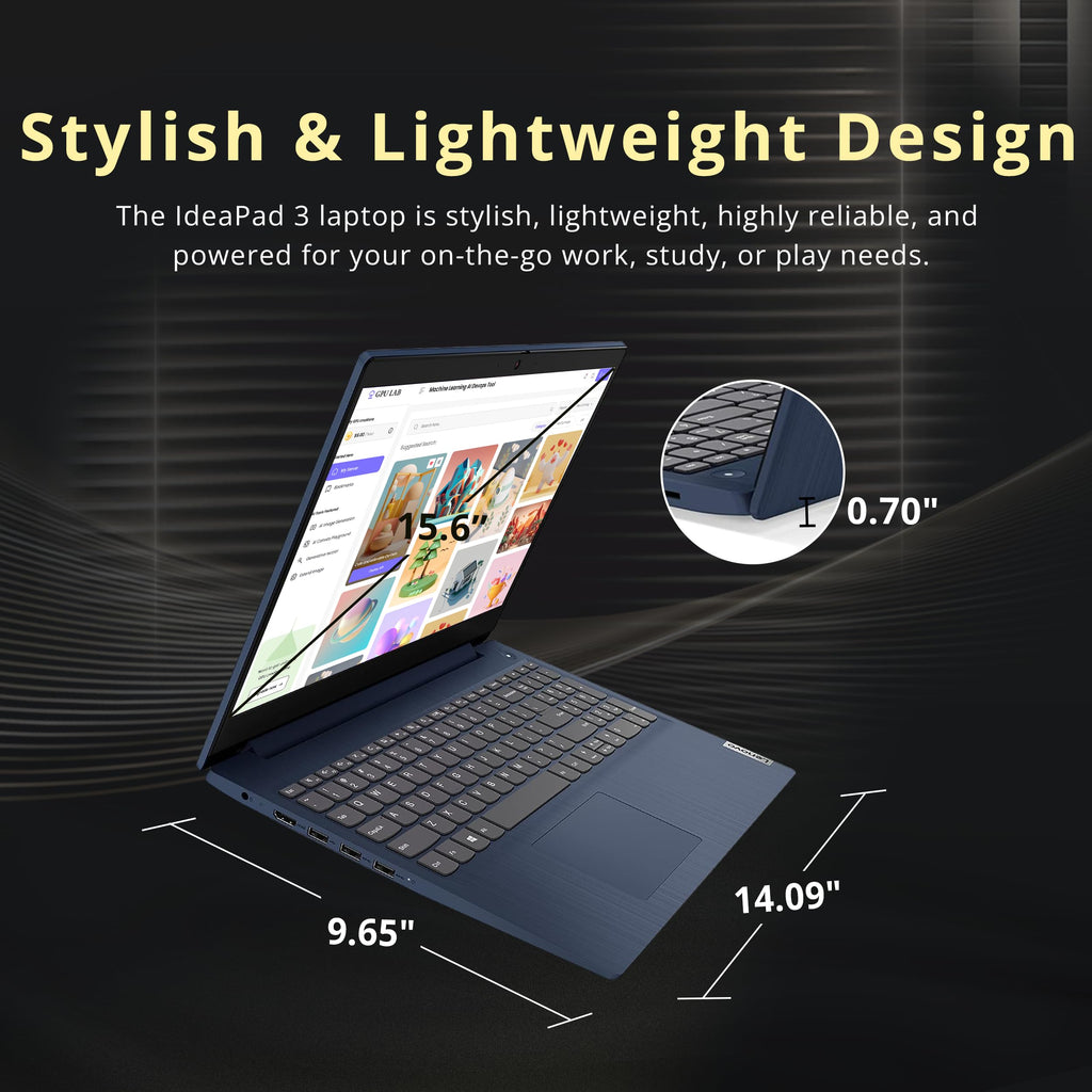 Lenovo IdeaPad 15.6 Full HD Laptop, AMD Ryzen 7 5825U Processor, 8GB DDR4 RAM, 512GB PCIe SSD, AMD Radeon Graphics, Number Pad, Backlit Keyboard, WiFi, Windows 11, Abyss Blue, Parent