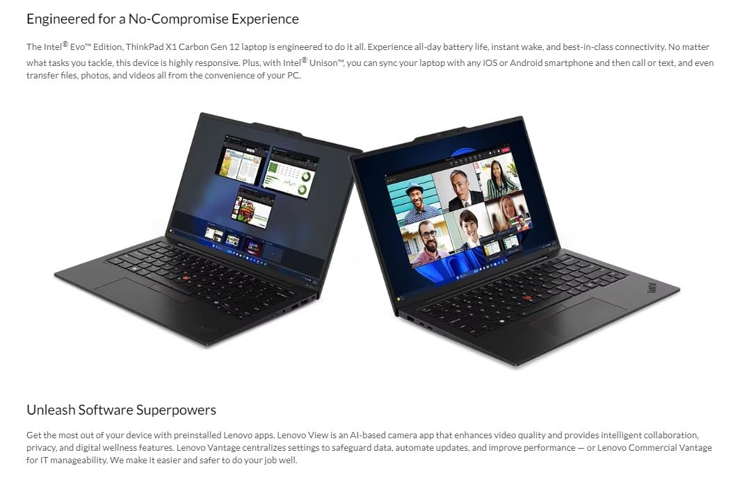 Lenovo Gen 11 ThinkPad X1 Carbon Laptop with Intel Intel Core i7-1365U vPro Processor