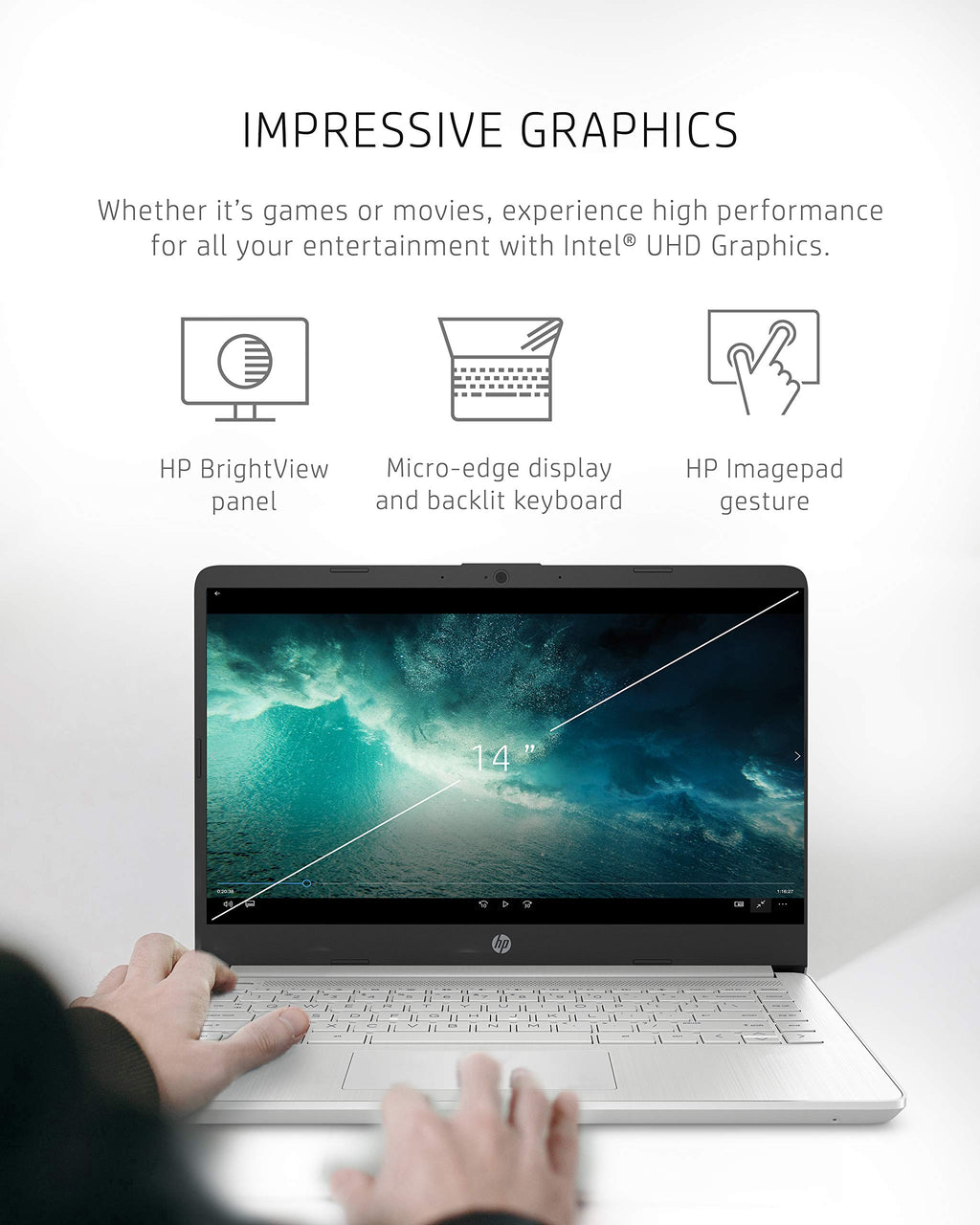 HP 14 Laptop, 11th Gen Intel Core i3-1115G4, 4 GB RAM, 128 GB SSD Storage, 14-inch HD Display, Windows 11 in S Mode, Long Battery Life, Fast-Charge Technology, Thin & Light Design (14-dq2010nr, 2021)