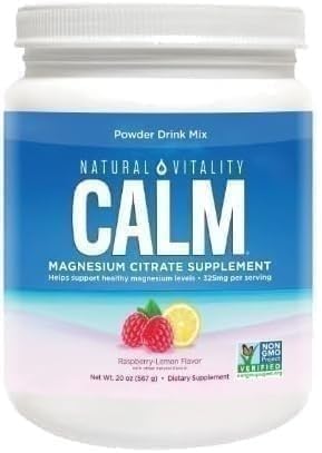 Natural-VitaIity Calm Magnesium Citrate Powder, Raspberry Lemon Flavor, 20oz