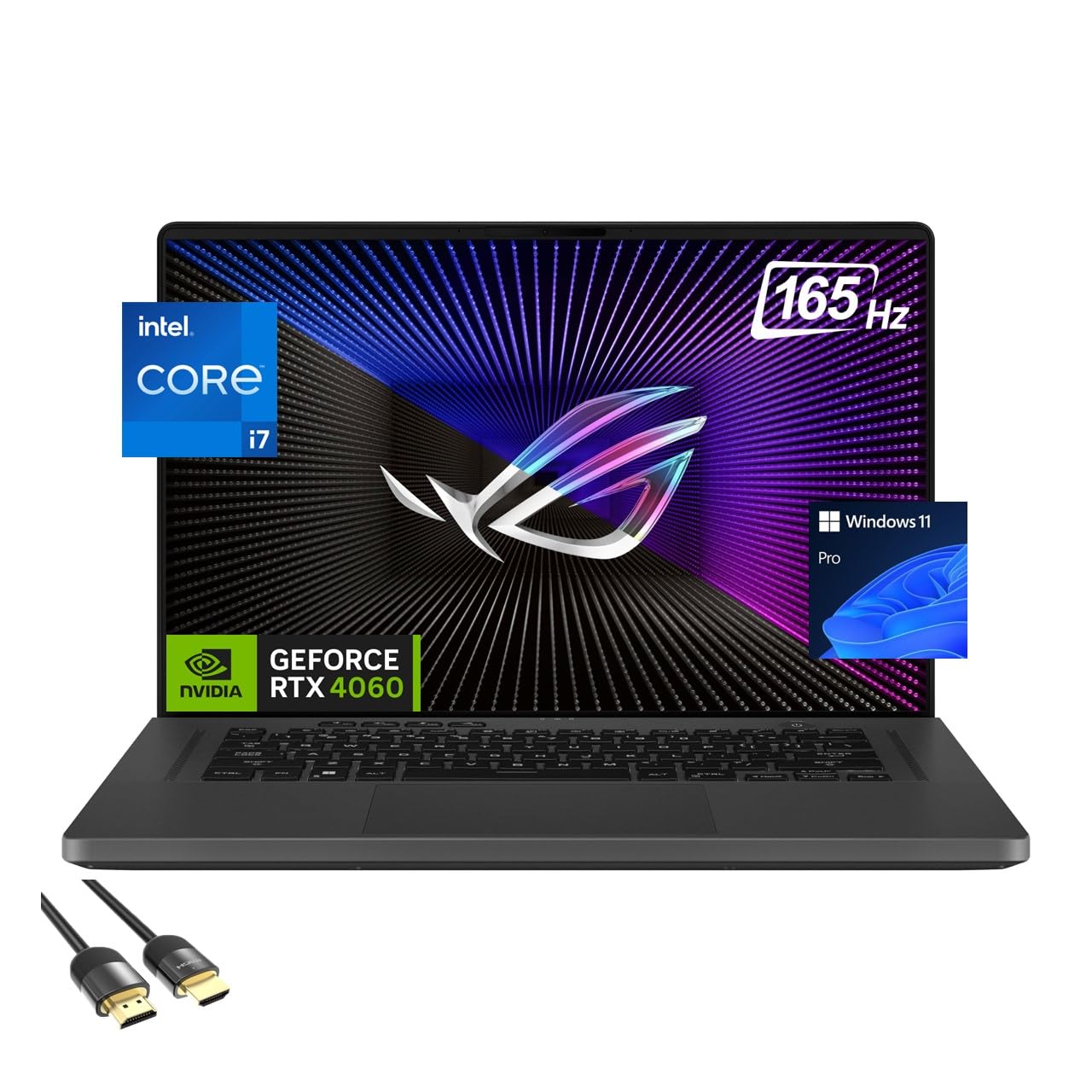 ASUS ROG Zephyrus G16 Gaming Laptop, 16" WUXGA Display, 13th Gen Core i7-13620H (Up to 4.9 GHz), GeForce RTX 4060, WiFi 6E, RGB KB, RJ45, HDMI, USB-C, PDG HDMI, Win 11 Pro