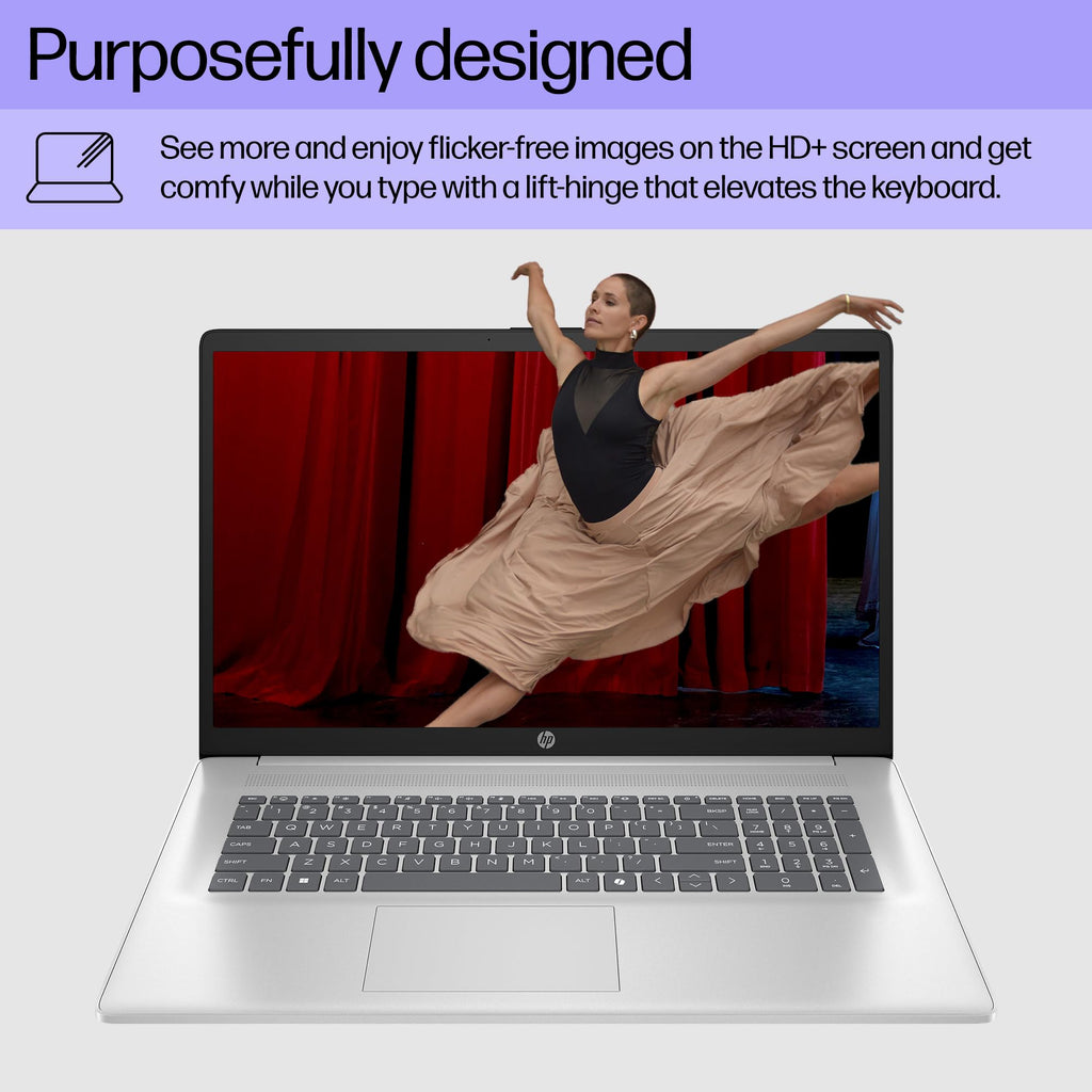 HP 17.3" Laptop for Business and Students - 250 Nits FHD IPS Display, AMD Ryzen 5 7430U (6-core), Anti-Glare, Camera, Wi-Fi6, Win 11 Pro