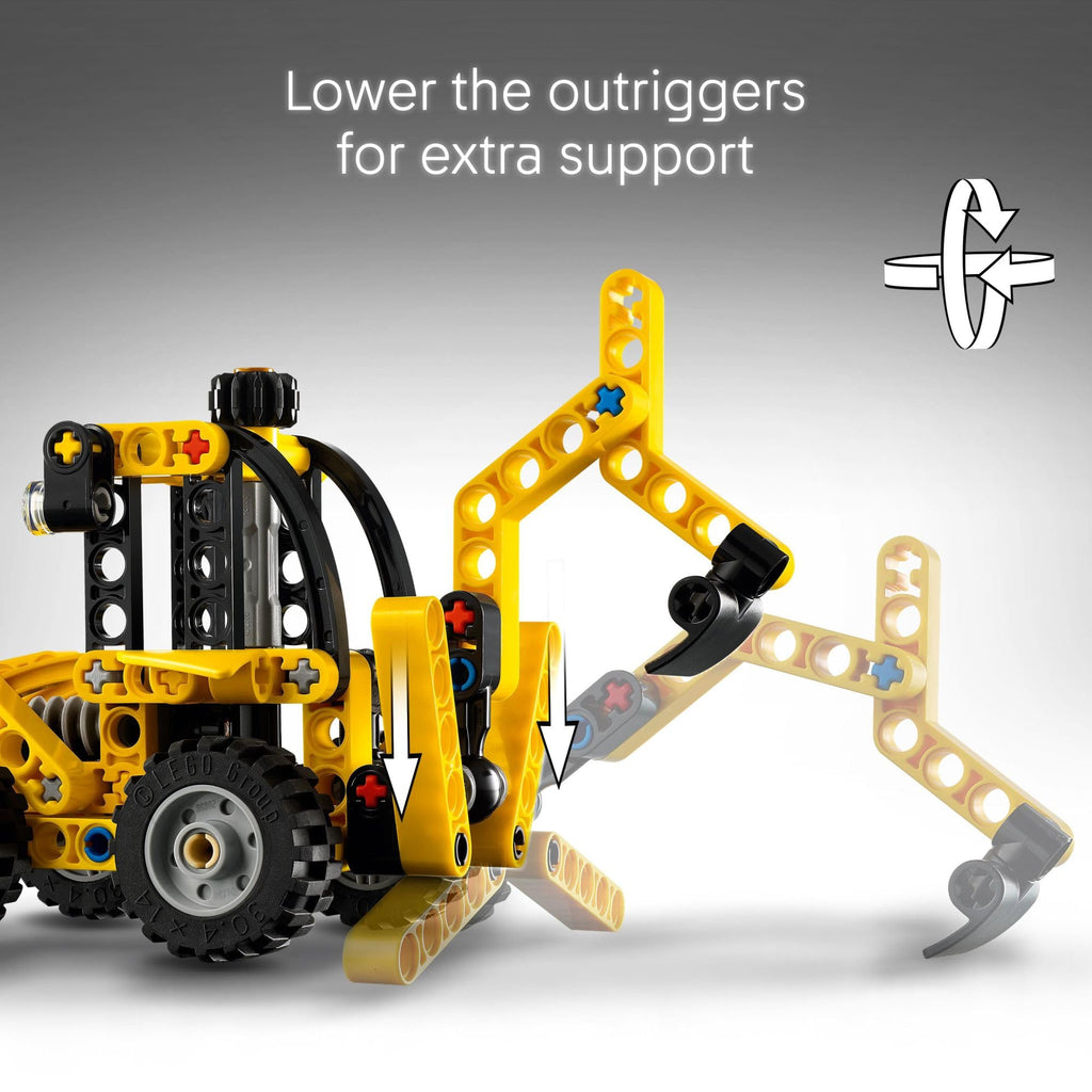 LEGO Technic Backhoe Loader Construction Toy - Building Toy Set for Boys and Girls, Ages 7+ - Educational Gift Idea for Kids Birthday with Usable Back Digger, Scoop, & Outriggers - 42197, Pack of 5