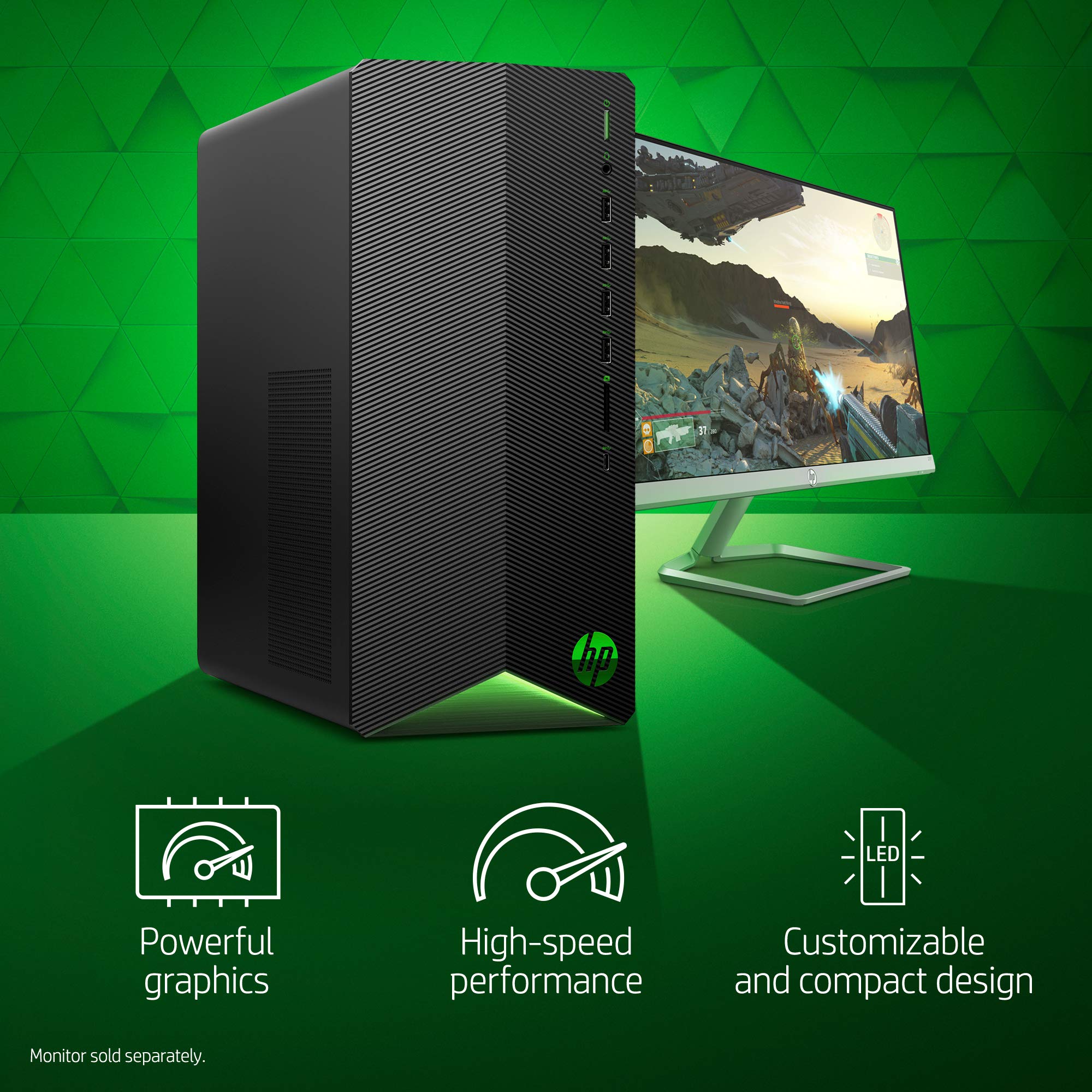 HP Pavilion Gaming Desktop Computer, AMD Ryzen 5 3500 Processor, NVIDIA GeForce GTX 1650 4 GB, 8 GB RAM, 512 GB SSD, Windows 10 Home (TG01-0030, Black)