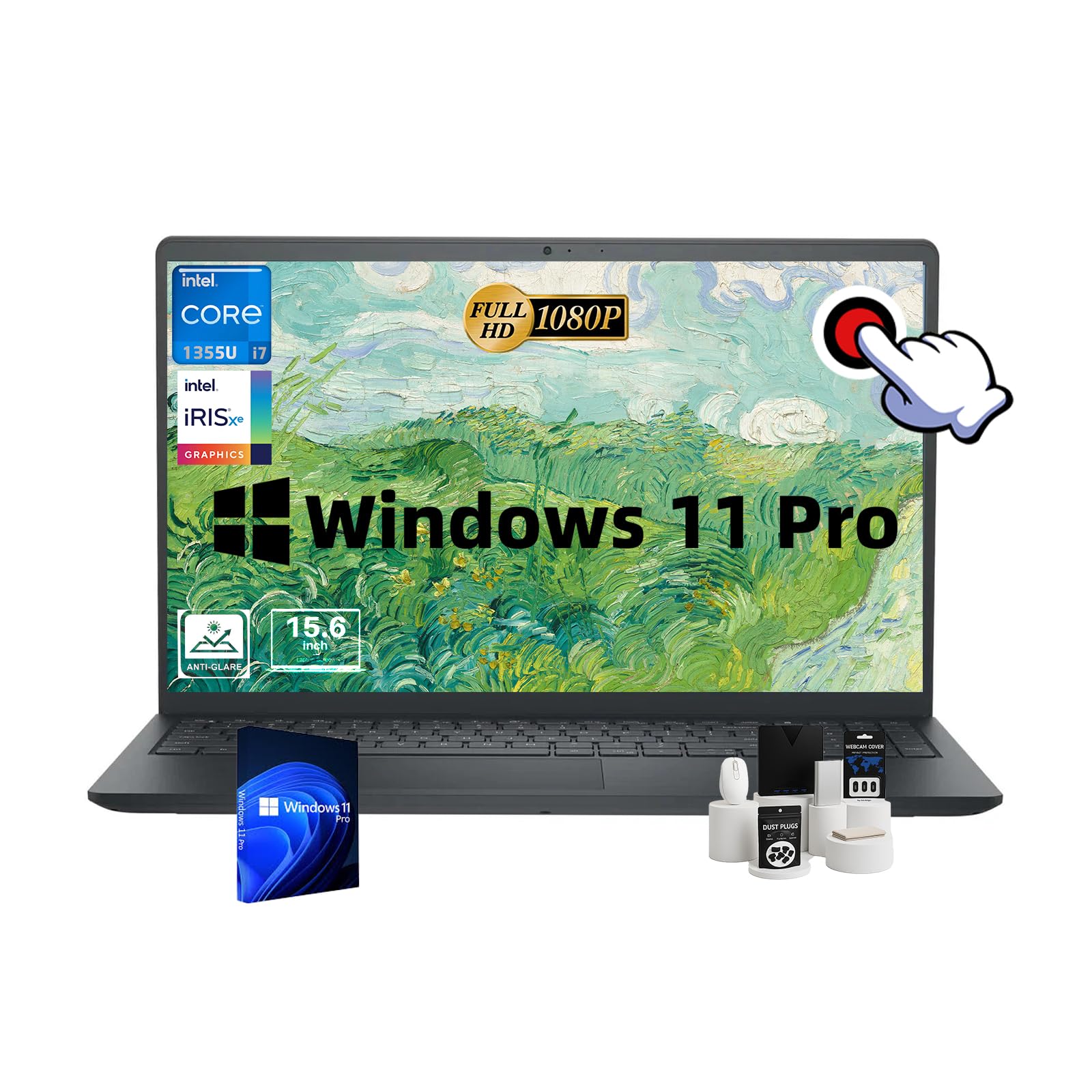 Dell Inspiron 15 Business Laptop | w/Accessories | 15.6" FHD 1080p Backlit Touchscreen | Intel i7-1355U CPU(10-Core) | Intel Iris Xe Graphics | Win 11 Pro