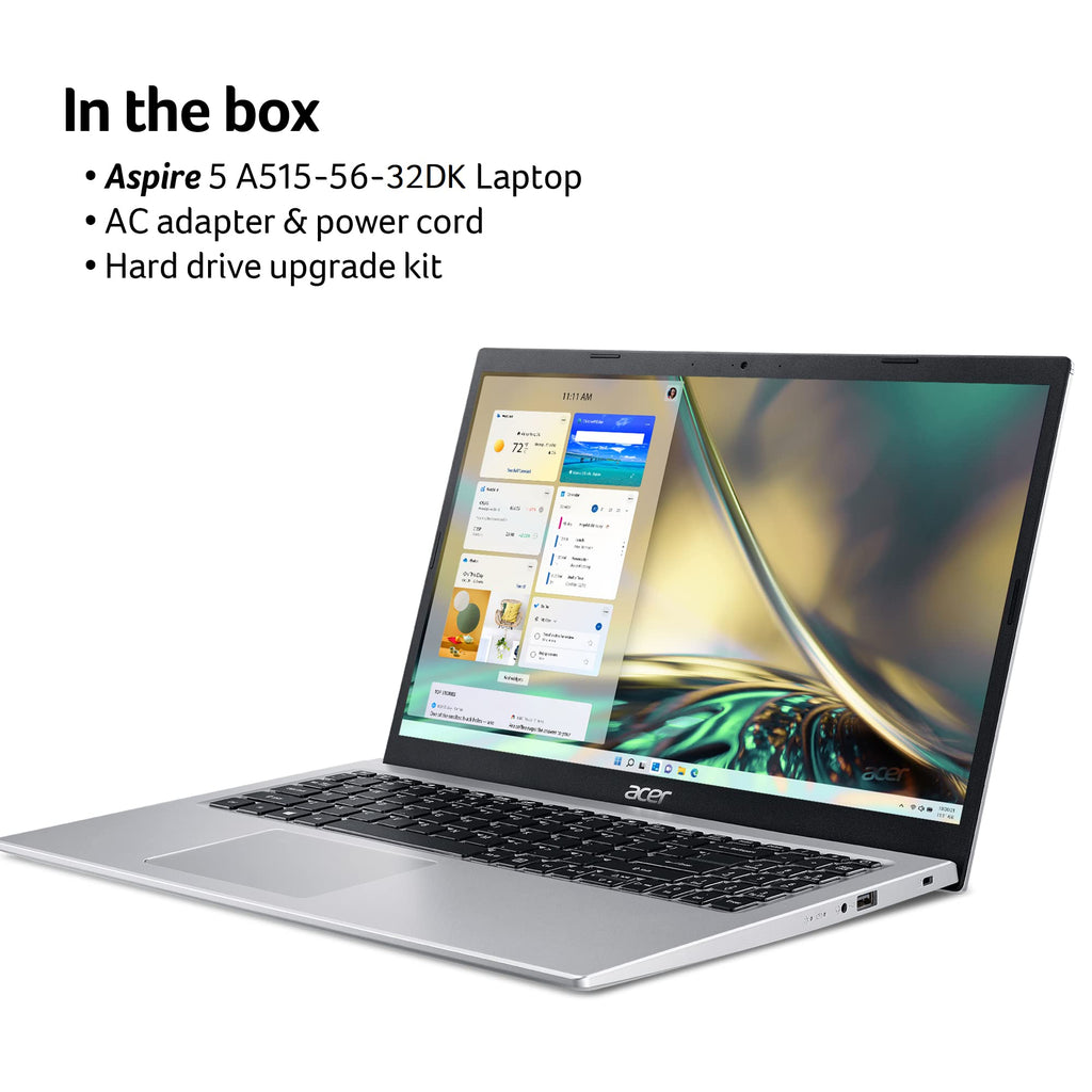 acer Aspire 5 Laptop for Students and Business,15.6" Full HD IPS Display,11th Gen Intel i3-1115G4 Dual Core Processor, 12GB DDR4 512GB NVMe SSD, WiFi 6 Amazon Alexa,Windows 11 Home in S Mode.