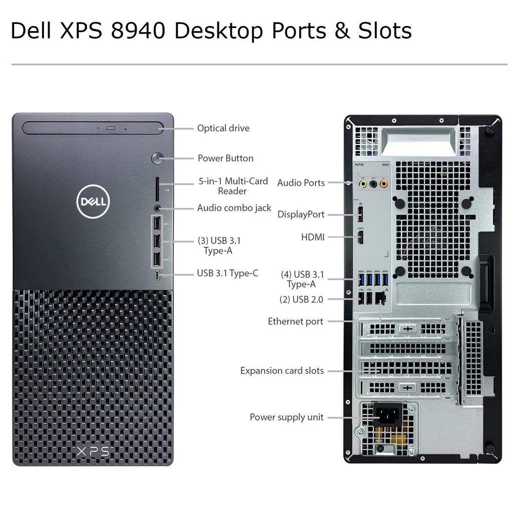 2021 Latest Dell XPS 8940 Desktop Computer - 11th Gen Intel Core i7-11700 up to 4.90 GHz CPU, 64GB RAM, 1TB SSD + 2TB HDD, Intel UHD Graphics 750 (Renewed)