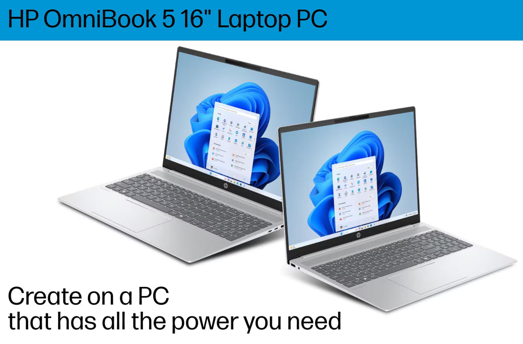 HP Omnibook 5 16" AI Laptop - AMD Ryzen AI 7 (50 Tops) - Copilot+ PC - 2K (1920 x 1200) Touchscreen - 16GB Memory - 1TB SSD – Windows 11 – 128GB Portable SSD