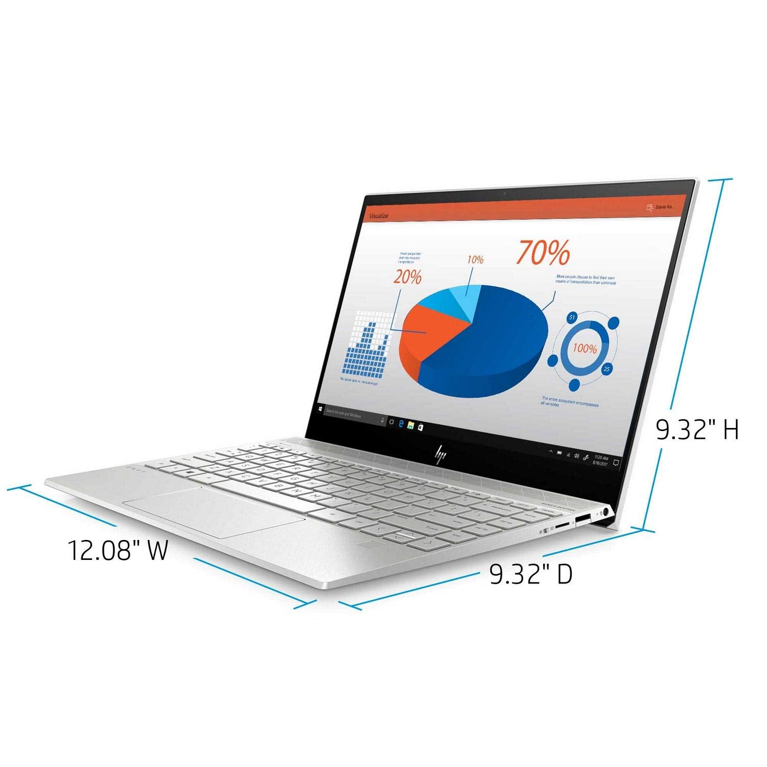 HP Envy 13 Ultra Thin Laptop 13.3" Full-HD, Intel Core i5-8250U, Intel UHD Graphics 620, 256GB SSD, 8GB SDRAM, Fingerprint Reader, 13-ah0051wm