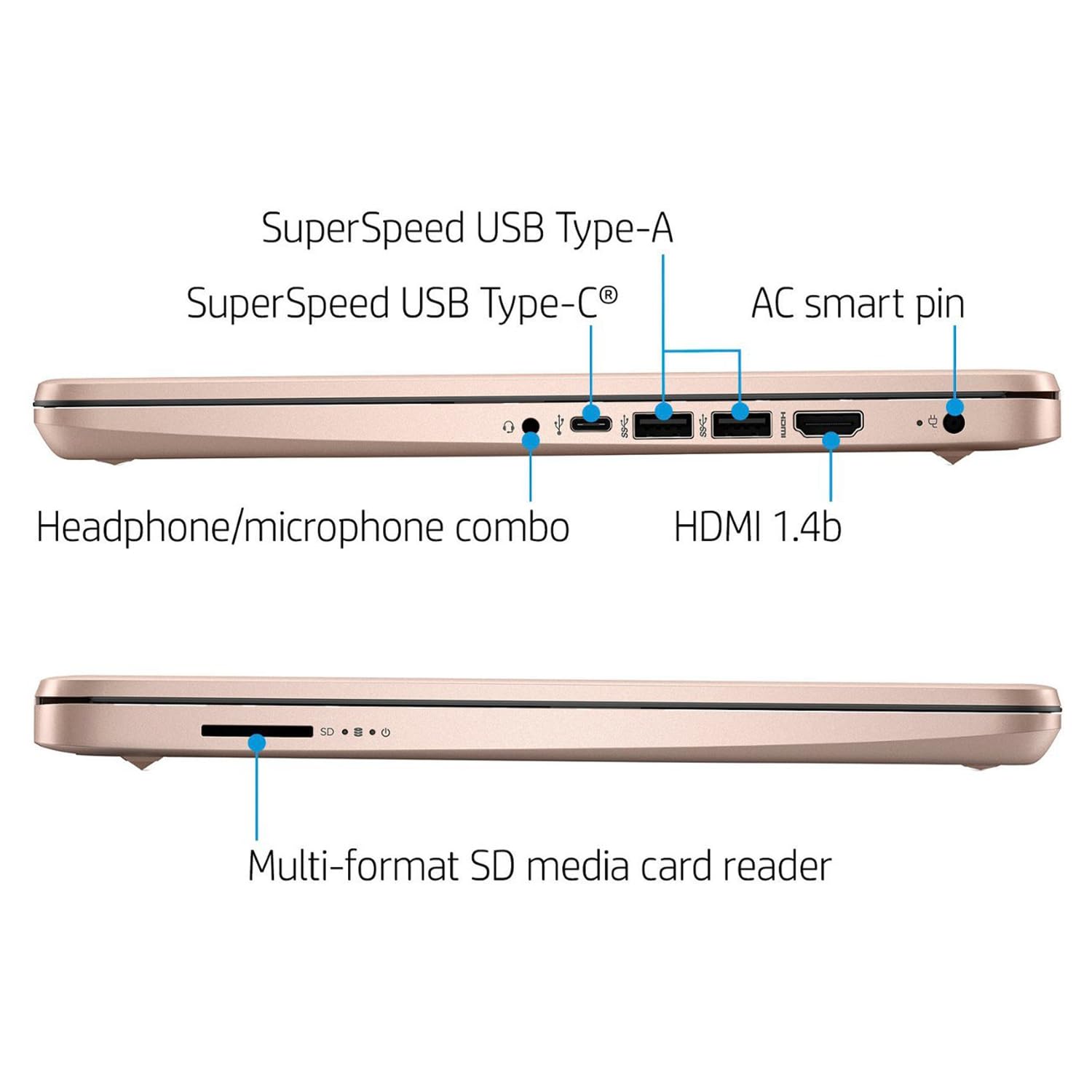 HP Essential Laptop, 14" HD Display, Intel Celeron N4120, Webcam, Type-C, SD Card Reader, HDMI, Wi-Fi, Windows 11 Home, Black
