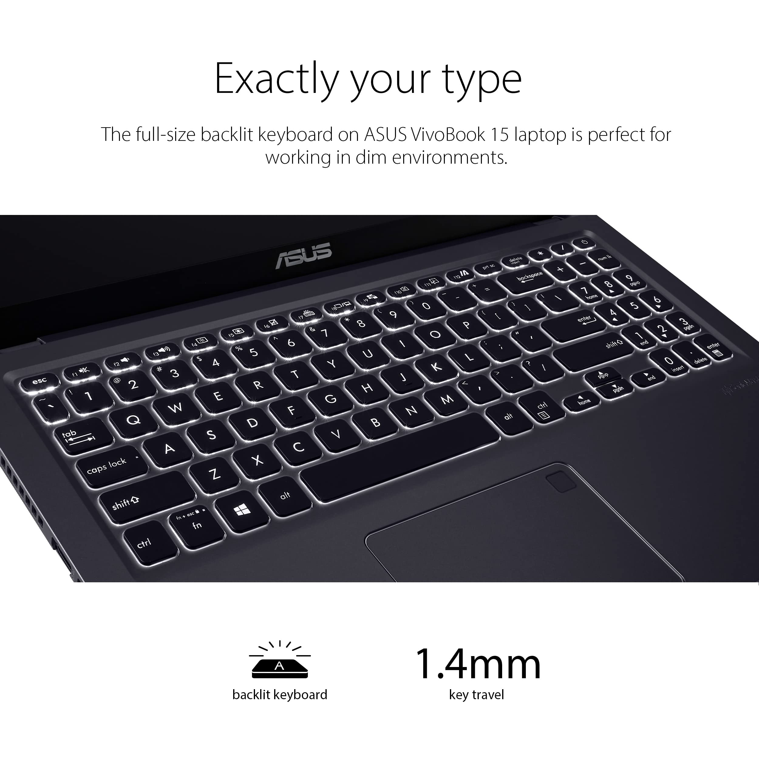ASUS VivoBook 15 F515 Laptop, 15.6" FHD Display, Intel i3-1115G4 CPU, 8GB DDR4 RAM, 512GB SSD, Windows 11 Home in S Mode, Slate Grey, F515EA-AH34