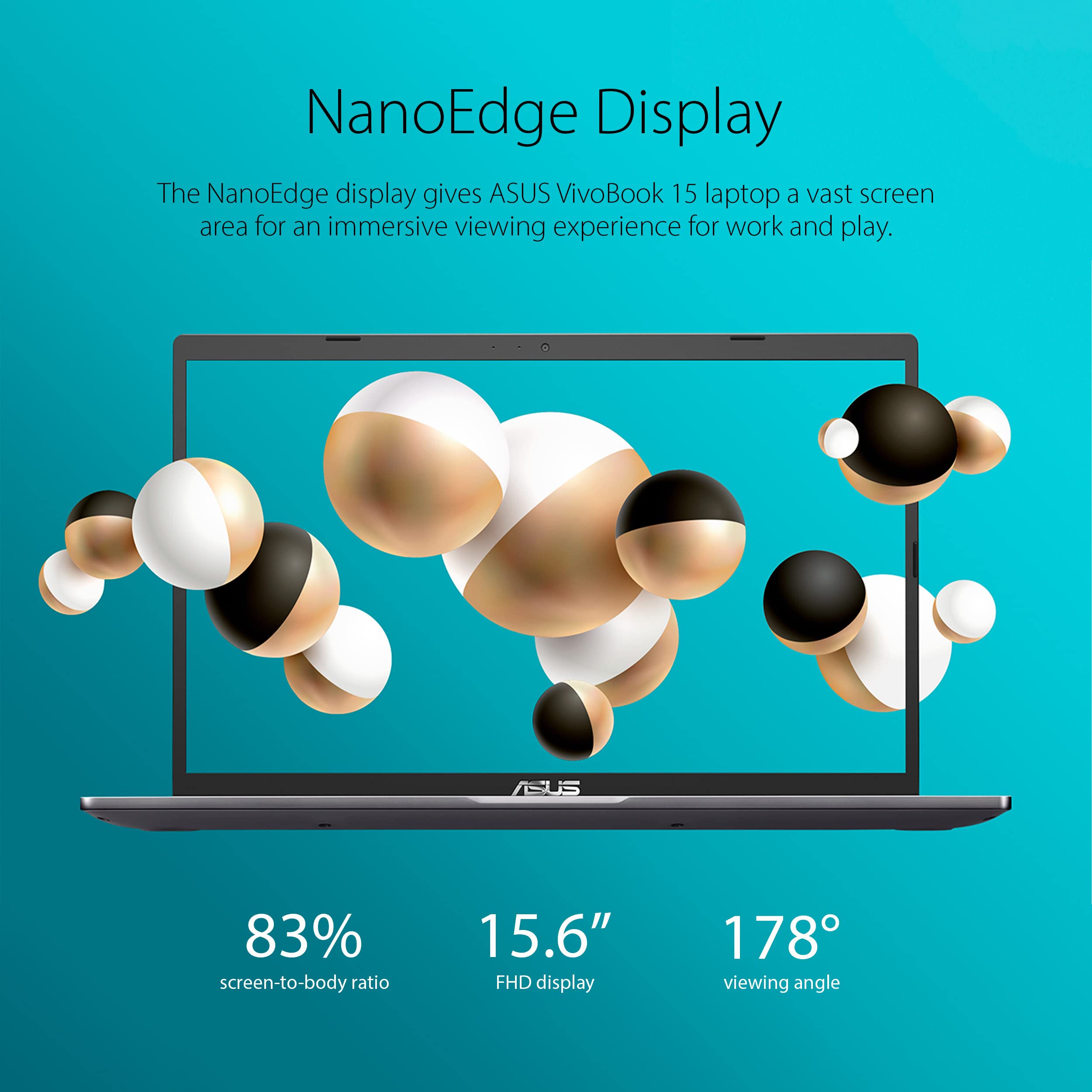 ASUS VivoBook 15 F515 Laptop, 15.6" FHD Display, Intel i3-1115G4 CPU, 8GB DDR4 RAM, 512GB SSD, Windows 11 Home in S Mode, Slate Grey, F515EA-AH34