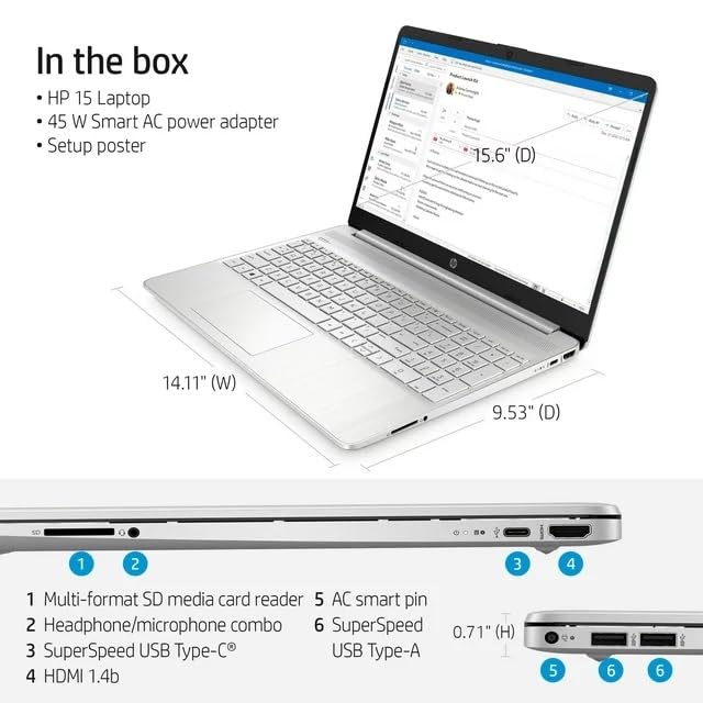 HP Newest 15.6" Full HD (1920 x 1080) Laptop, 20GB RAM, 1TB SSD Storage, Intel Core i5-1135G7 Processor up to 4.2GHz, Long Battery Life, HD Camera, HDMI, Windows 11, Natural Silver, W/GaLiMu