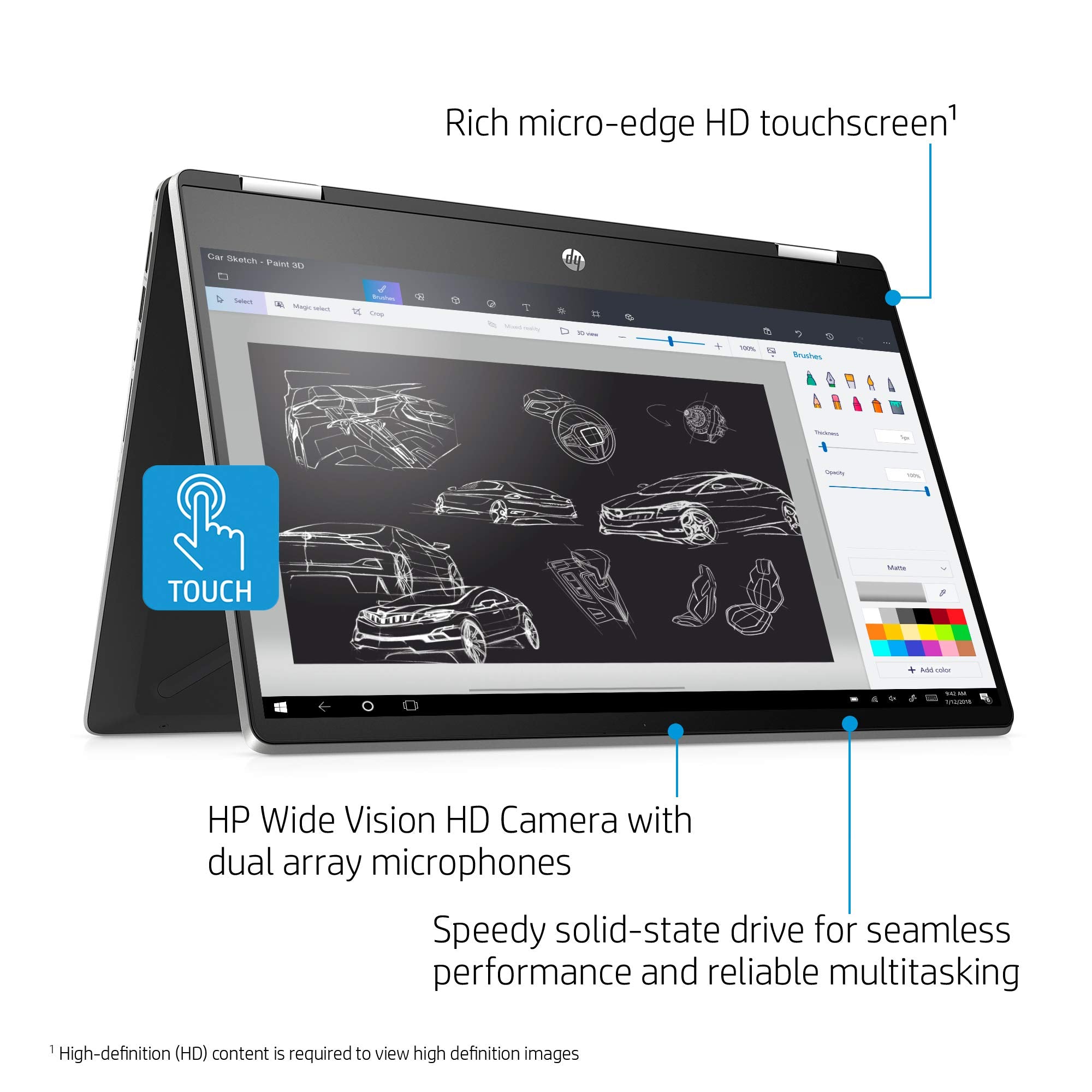 HP Pavilion x360 14 Convertible 2-in-1 Laptop, 14” HD Touchscreen Display, Intel Core i5, 8 GB DDR4 RAM, 512 GB SSD Storage, Windows 10 Home, Backlit Keyboard (14-dh2010nr, 2020 Model)