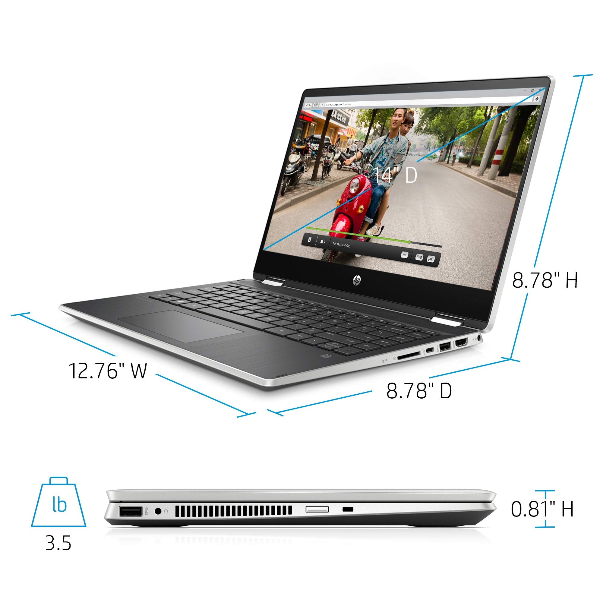 HP Pavilion x360 14 Convertible 2-in-1 Laptop, 14” HD Touchscreen Display, Intel Core i5, 8 GB DDR4 RAM, 512 GB SSD Storage, Windows 10 Home, Backlit Keyboard (14-dh2010nr, 2020 Model)