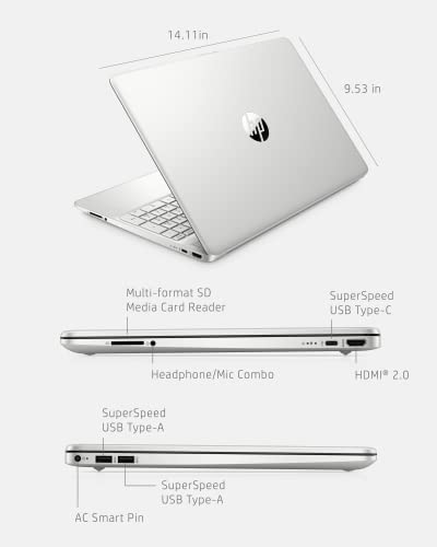 HP Pavilion 15.6" FHD Laptop, Intel i3-N305, 8GB RAM, 256GB SSD, Intel UHD Graphics, Fingerprint Reader, Num Pad, Webcam, Wi-Fi 6, Silver, Windows 11, Parent