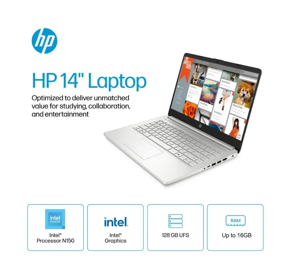HP 2025 Student Business Laptop, Intel Processor N150(up to 3.6 GHz), 14 Inch LED Screen,1 Year Office 365, Windows 11 Home,w/YYY Accessories,