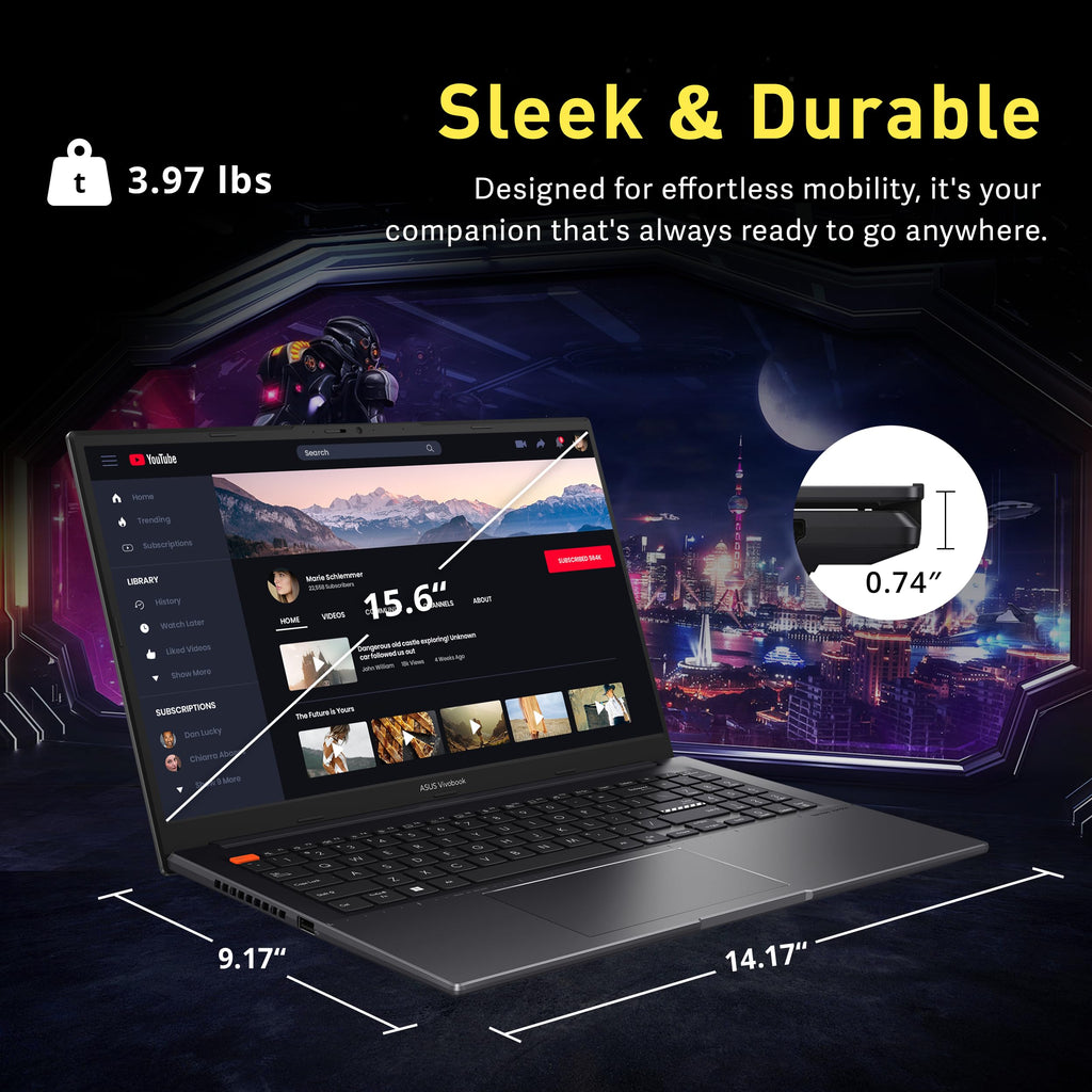 ASUS VivoBook S15 Slim Laptop, 15.6" FHD Anti-Glare Display, AMD Ryzen 5 5600H, 8GB RAM, 512GB SSD, AMD Radeon Graphics, Numeric Keypad, 720p HD Camera, Windows 11, Indie Black, Parent