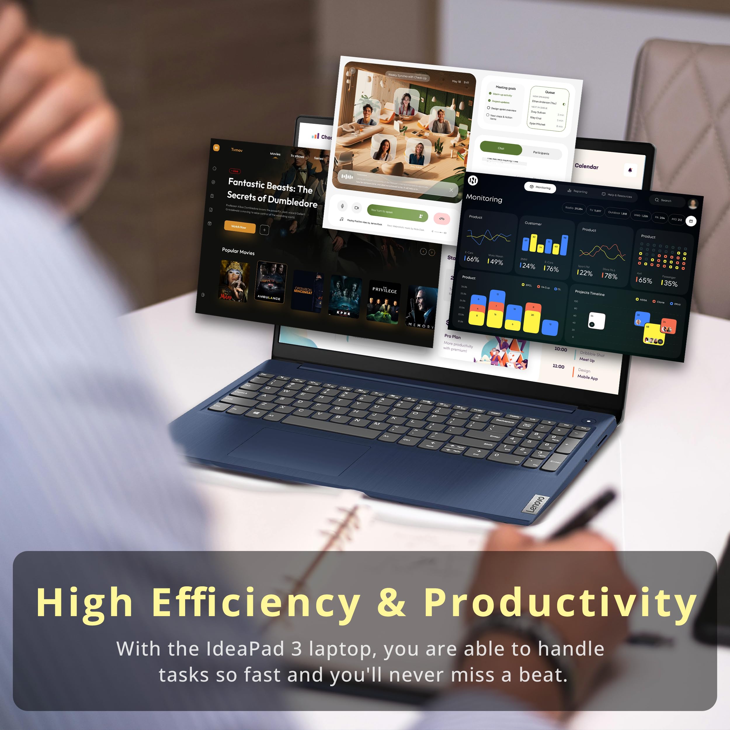 Lenovo IdeaPad 15.6 Full HD Laptop, AMD Ryzen 7 5825U Processor, 8GB DDR4 RAM, 512GB PCIe SSD, AMD Radeon Graphics, Number Pad, Backlit Keyboard, WiFi, Windows 11, Abyss Blue, Parent