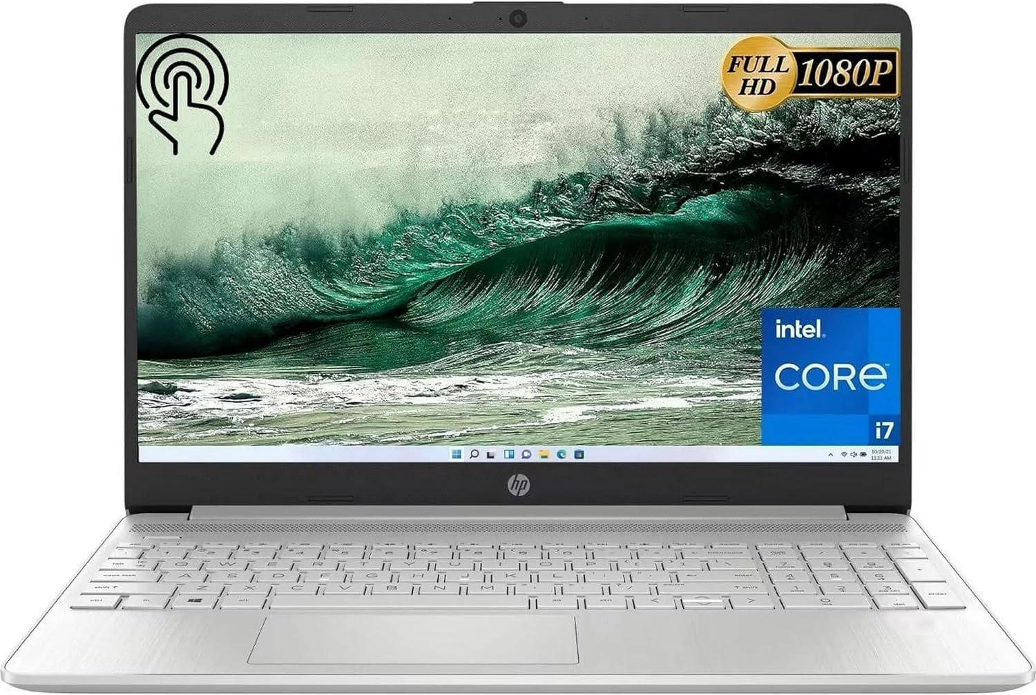 HP 15.6" FHD Touchscreen Business Laptop, Intel i7-1255U, 16GB RAM, 512GB PCIe SSD, Intel Iris Xe Graphics, Num Pad, Webcam, Windows 11 Pro, Natural Silver, Parent