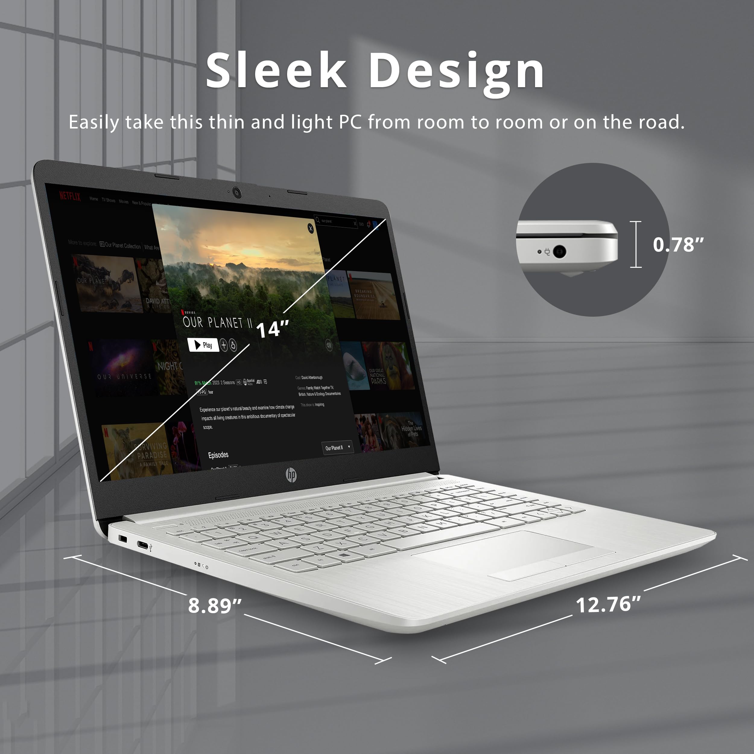 HP Stream 14" HD BrightView Laptop, Intel Celeron N4120 Processor, 4GB RAM, 64GB SSD, Intel UHD Graphics, 720p Webcam, WiFi, HDMI, Win 11 S, Black (Renewed)