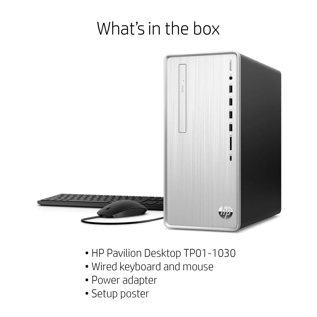 HP Pavilion Desktop, Intel Core i3-10100, 8 GB RAM, 512 GB SSD, Windows 10 Home
