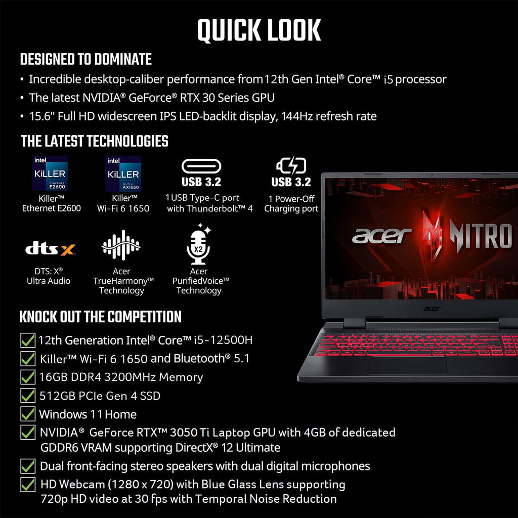 Acer Nitro V 15 Gaming Laptop, Intel 13 Gen Core i9-13900H, GeForce RTX 4060, 15.6" 144 Hz IPS Display, 64 GB DDR5, 4 TB SSD, Wi-Fi 6, Backlit Keyboard, Windows 11 Pro, Microsoft Office 2024 Lifetime