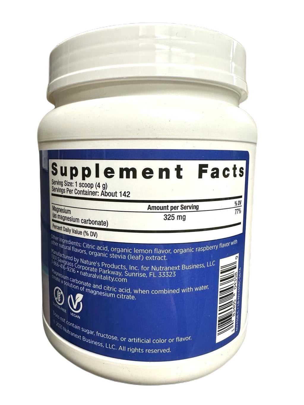 Natural-Vitality Calm Magnesium Citrate Powder Drink Mix, Raspberry-Lemon Flavor, 20oz (Pack of 1)