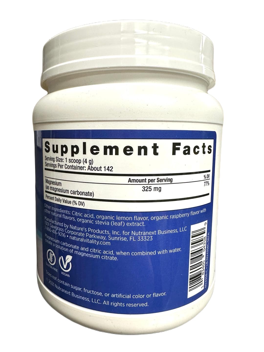 Natural-Vitality Calm Magnesium Citrate Powder Drink Mix, Raspberry-Lemon Flavor, 20oz (Pack of 1)