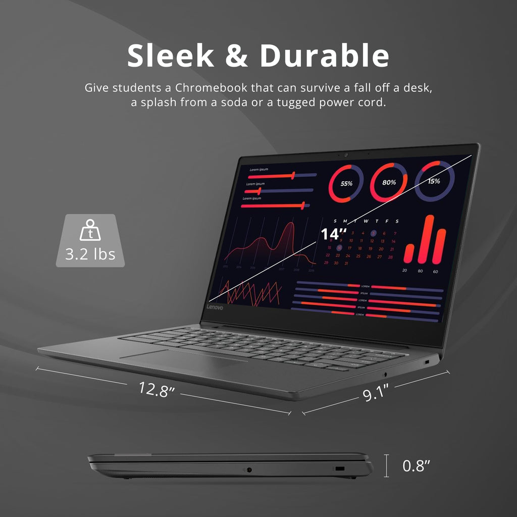Lenovo 15 inch Laptop | 15.6" FHD Chromebook Computer | Intel 2-Core CPU | AI-Powered Chrome OS | LE Bundle